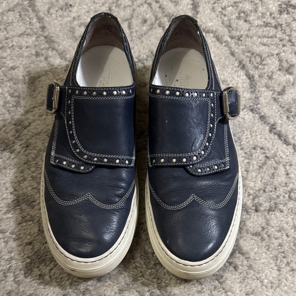 Jimmy Choo Men's Dark Blue Leather Slip-Ons